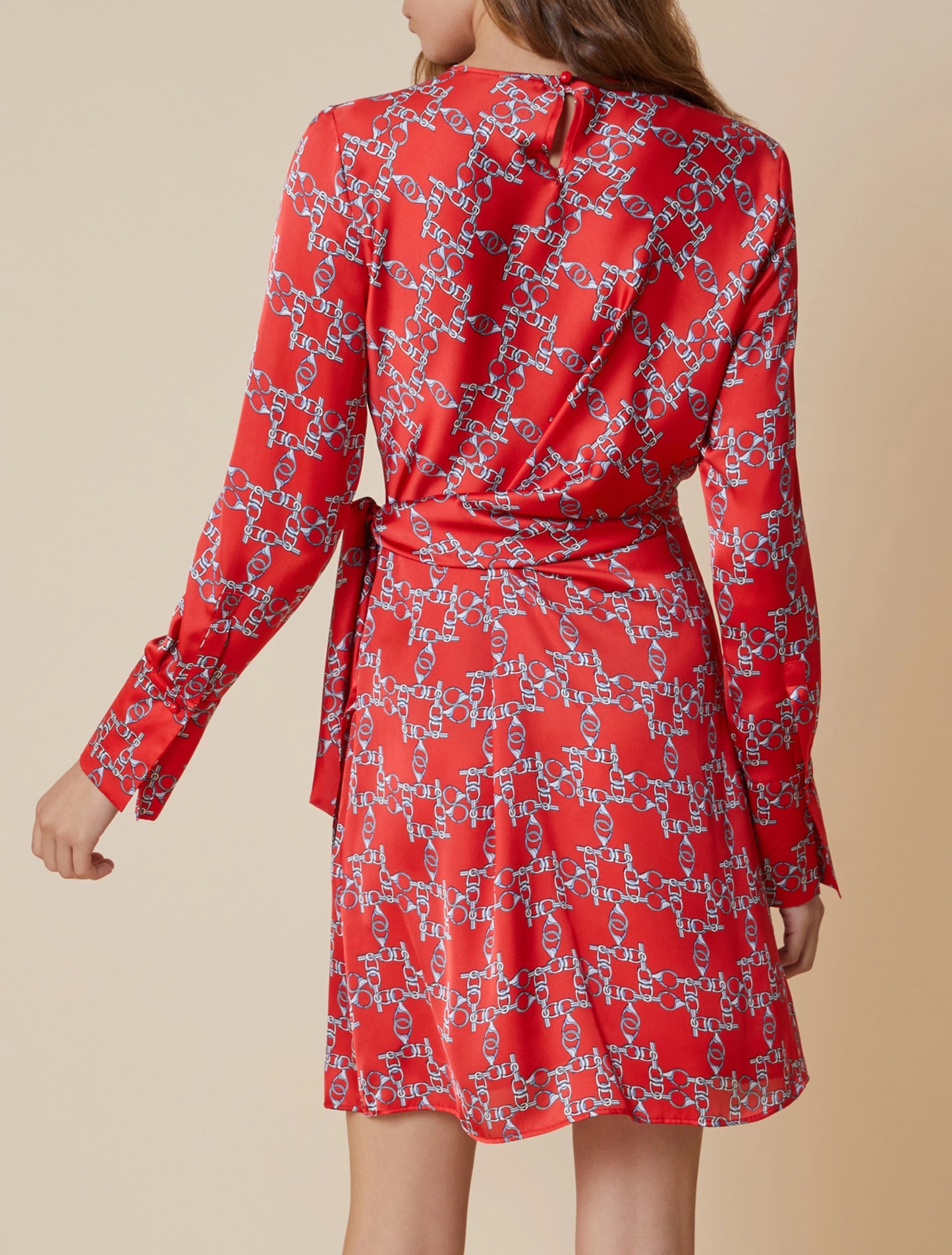 Chain Print Red Mini Dress