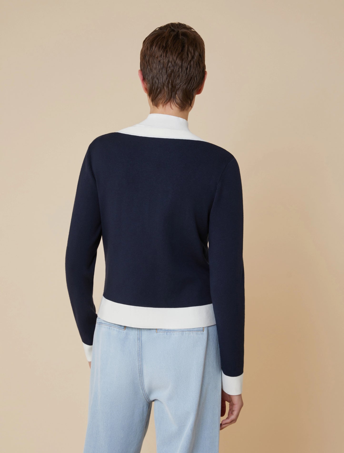 Dacia Navy and Cream Boxy Cardi