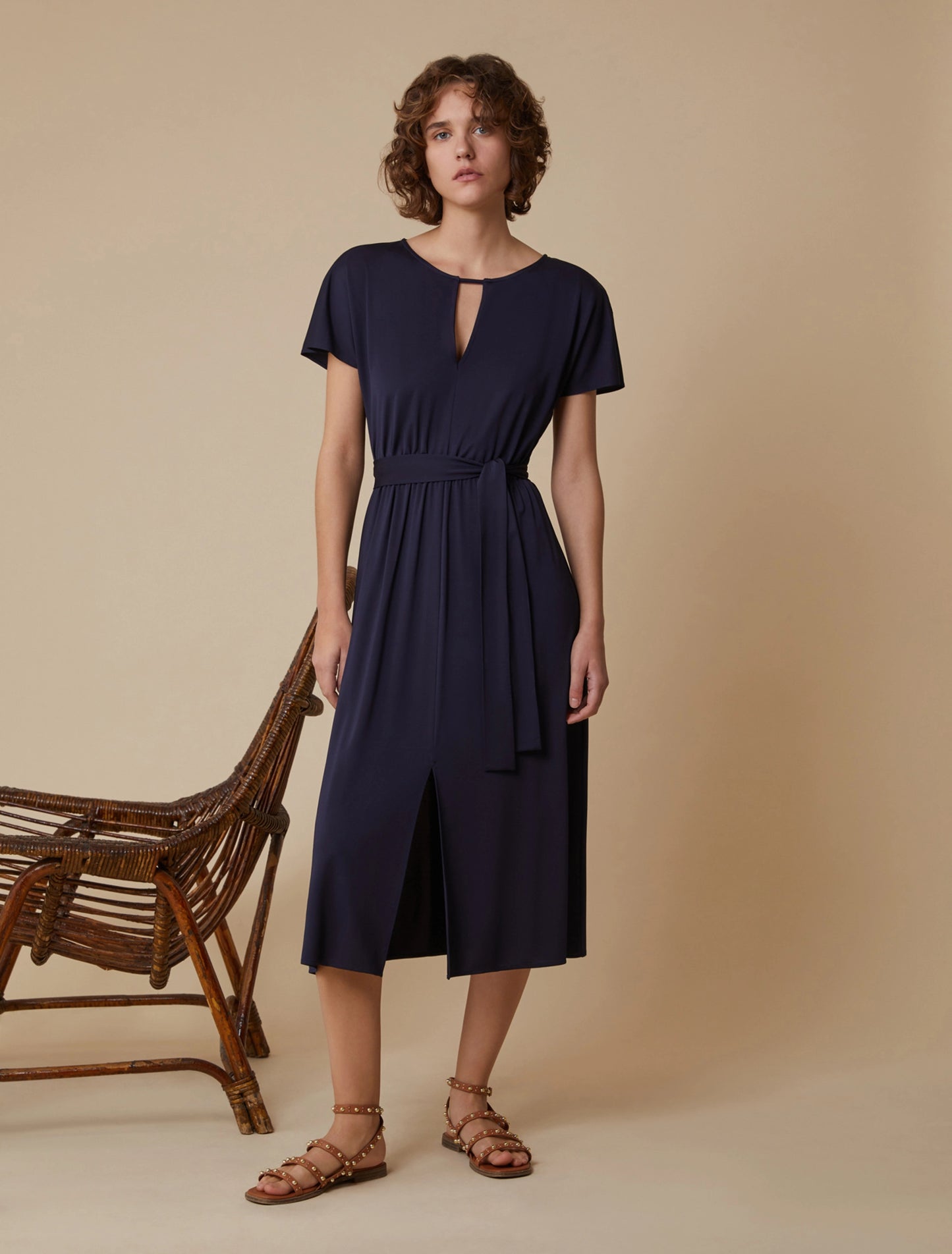 Jersey Pique Midi Dress