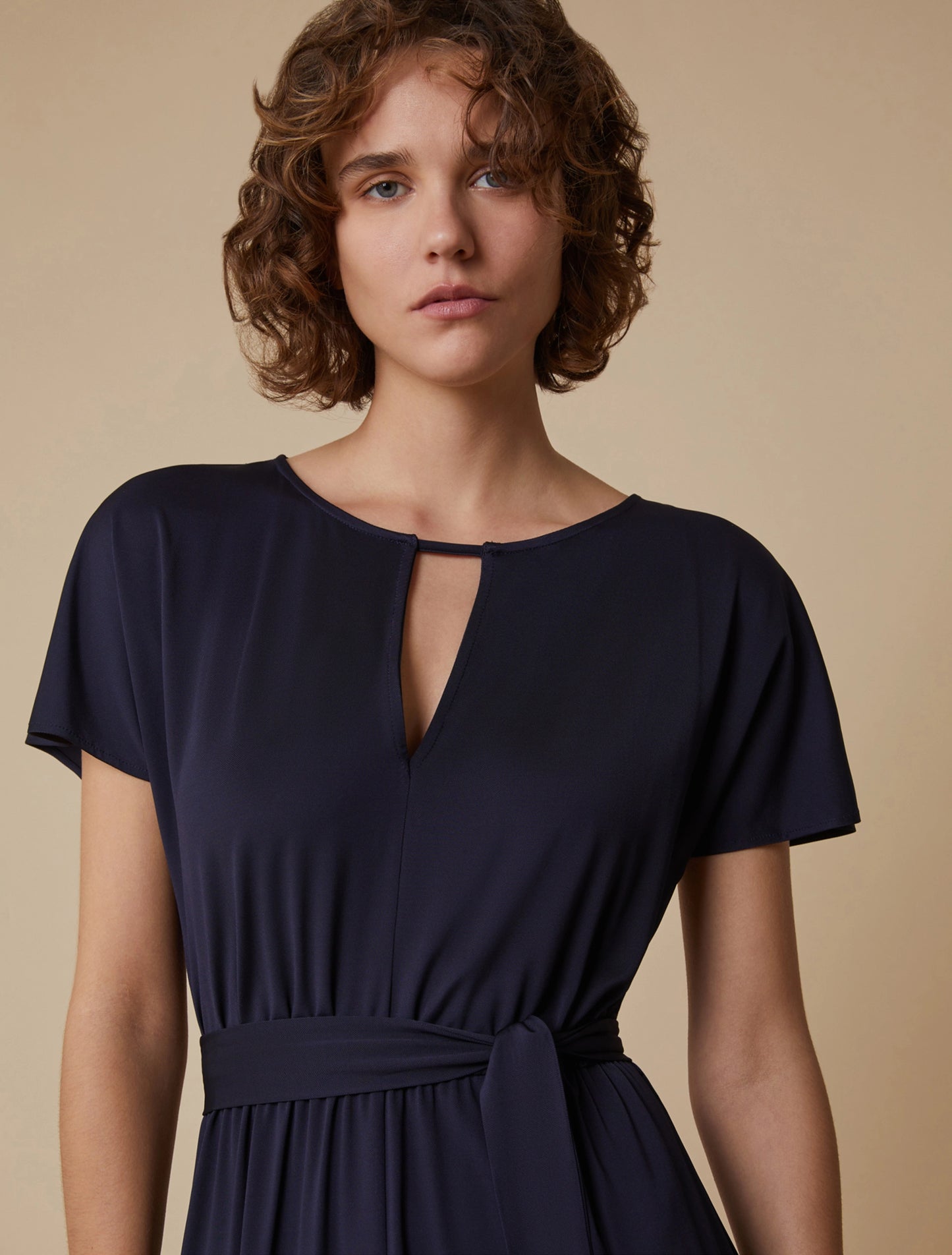 Jersey Pique Midi Dress