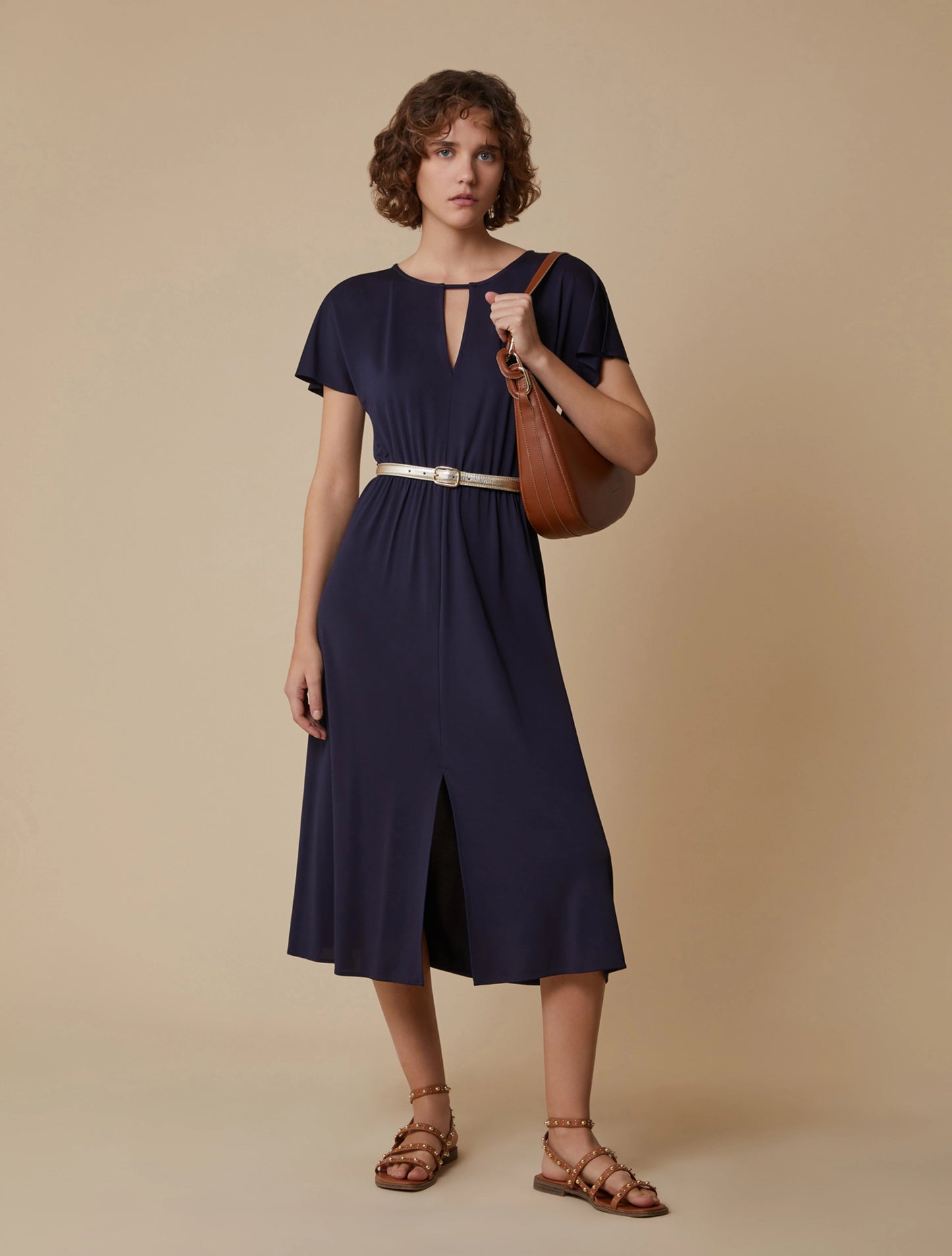 Jersey Pique Midi Dress