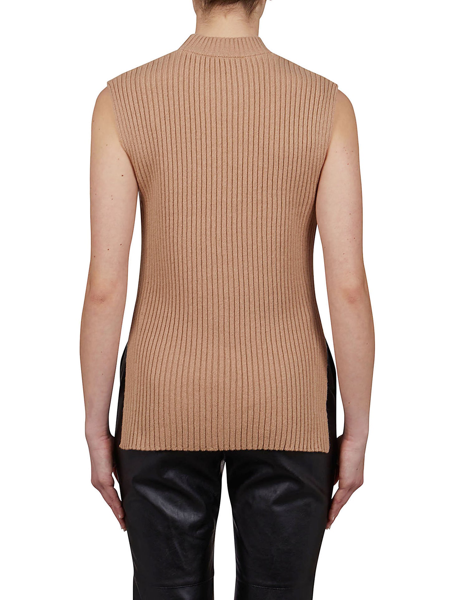 The Ribbed Camel Sleeveless Wool Knit by Purotatto