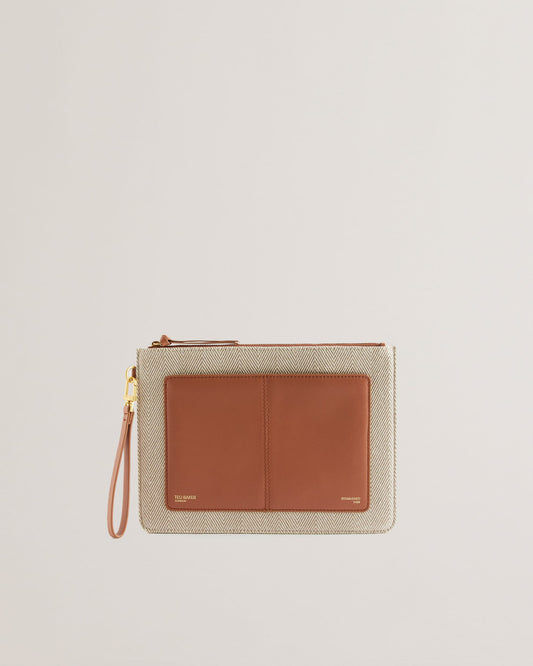 NISHSAY - Leather Detail Canvas Pouch