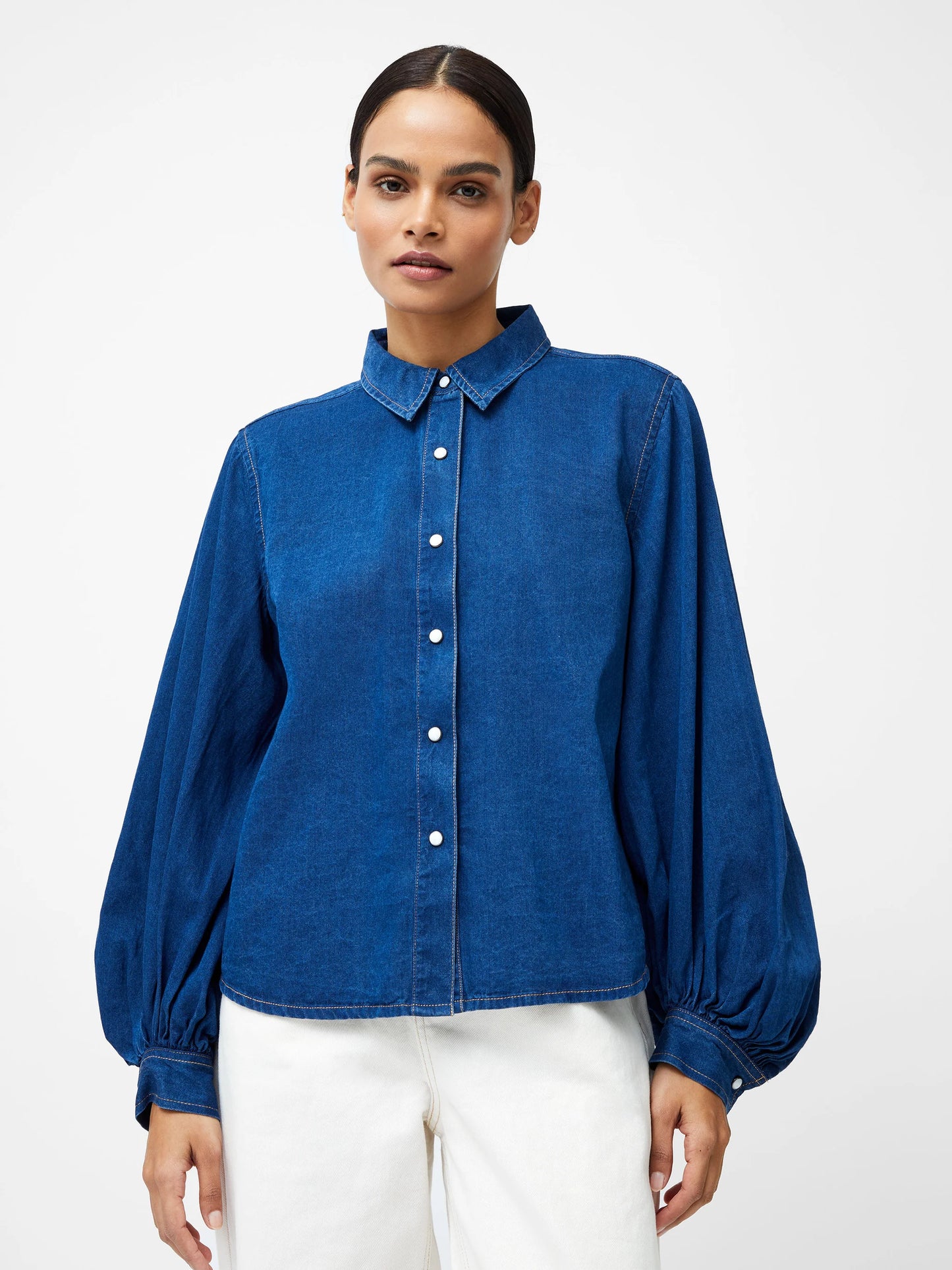 Zaves Chambray Balloon Sleeve Shirt