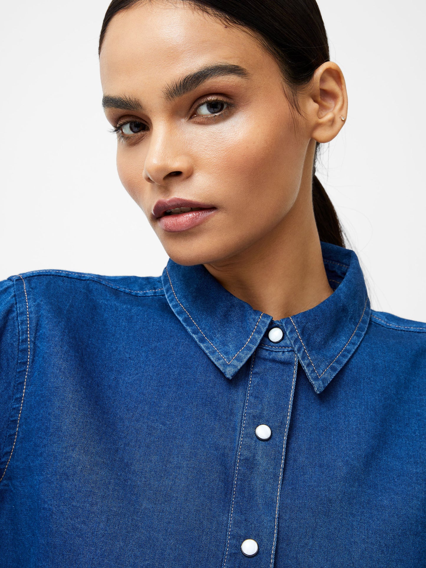 Zaves Chambray Balloon Sleeve Shirt