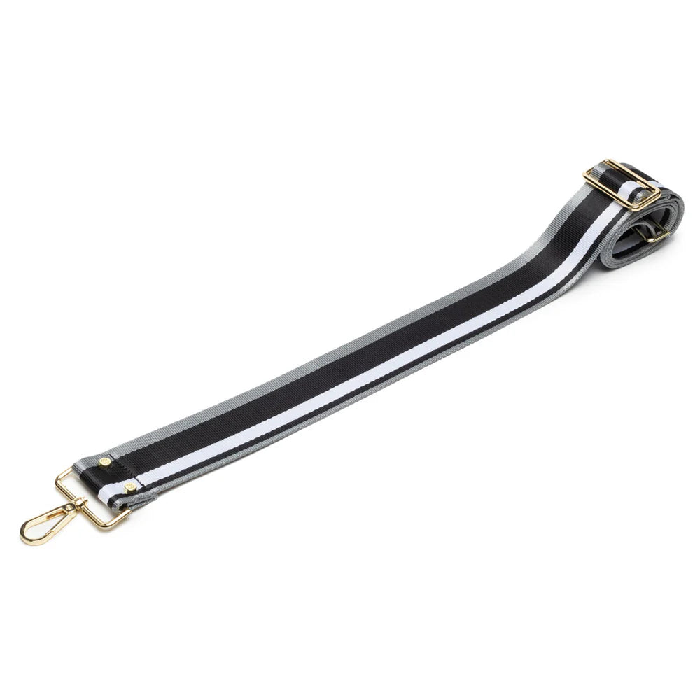 Crossbody Strap Black/Sliver/White Stripe