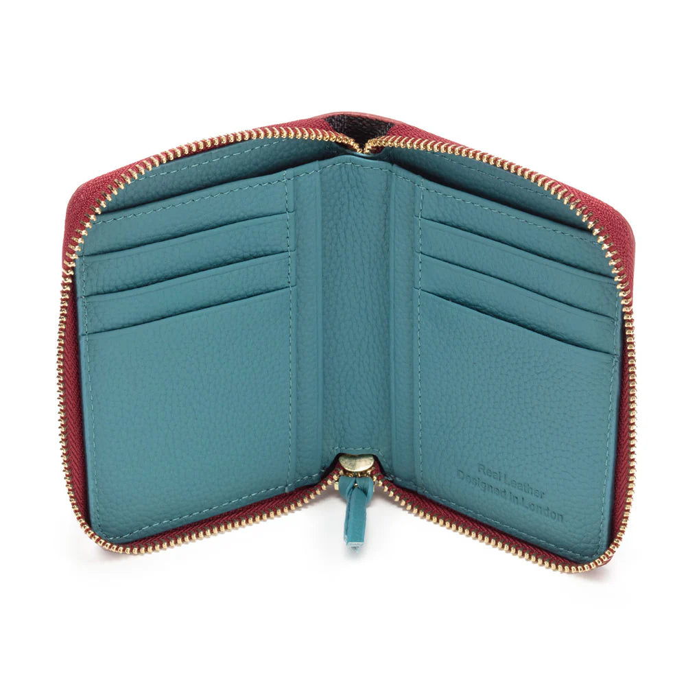 Zipper Purse Burgundy and Teal