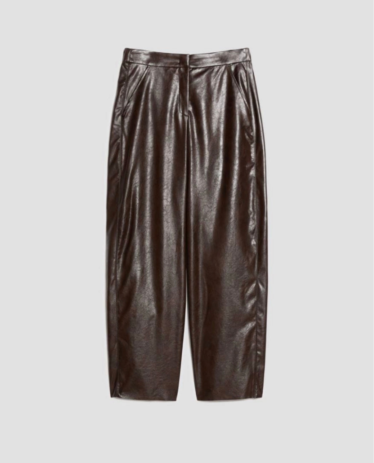 Coated Dark Brown Trousers