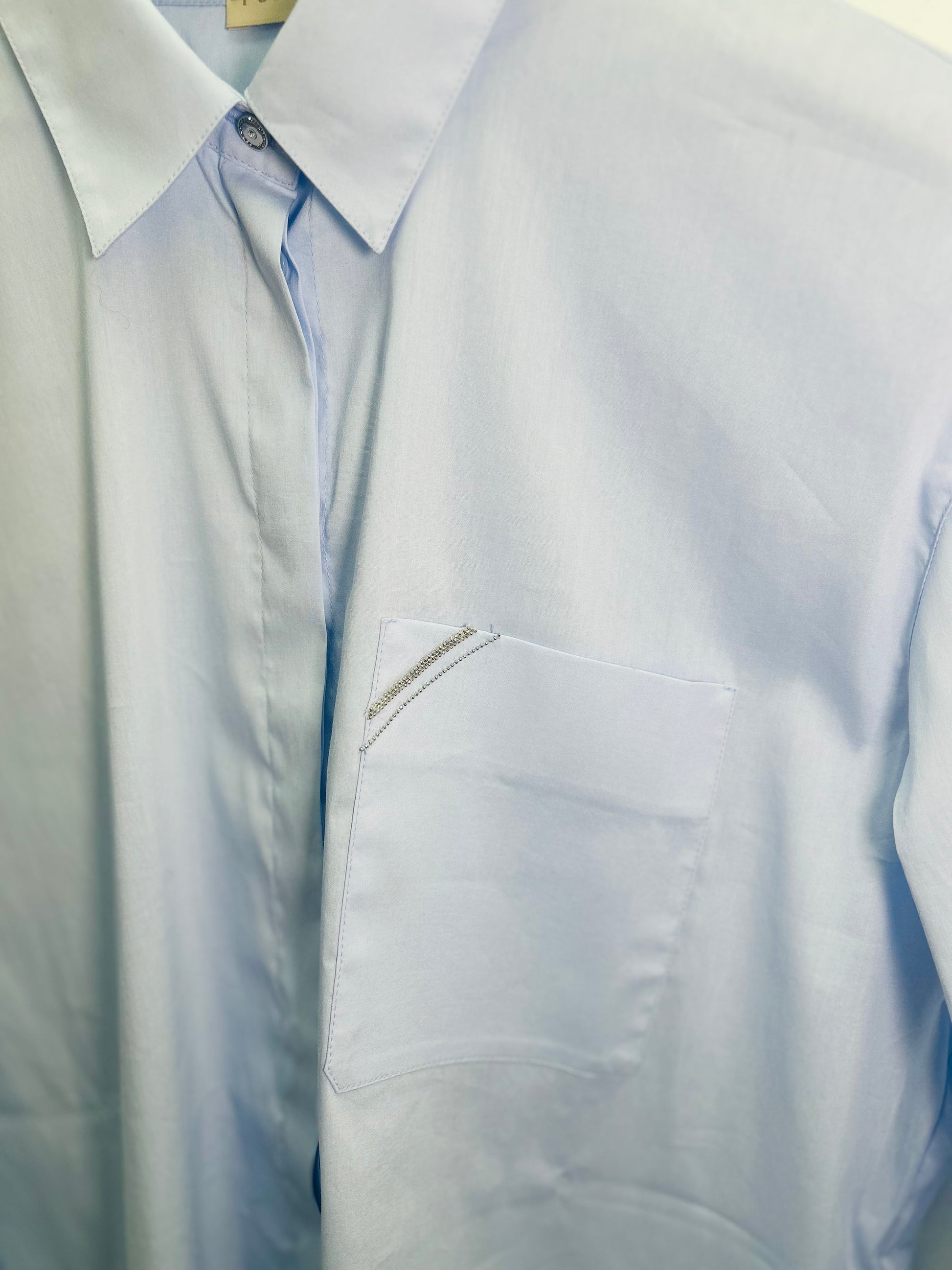 Baby Blue Oxford Detailed Tailored Shirt