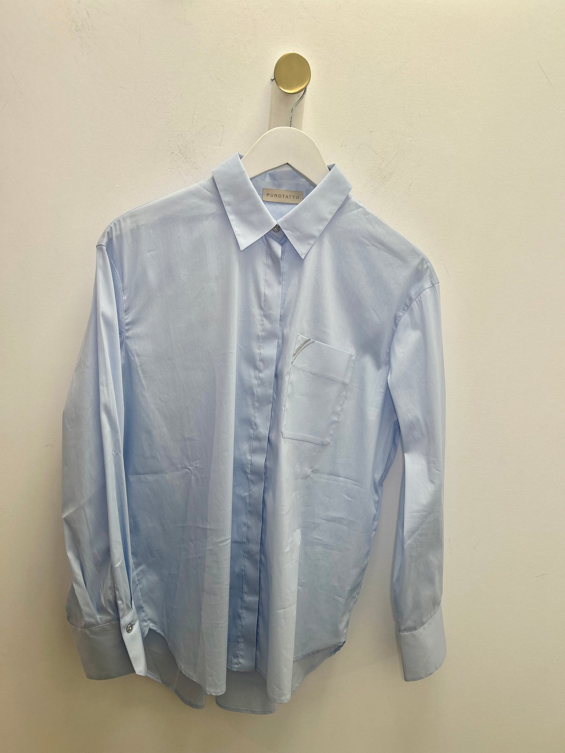 Baby Blue Oxford Detailed Tailored Shirt