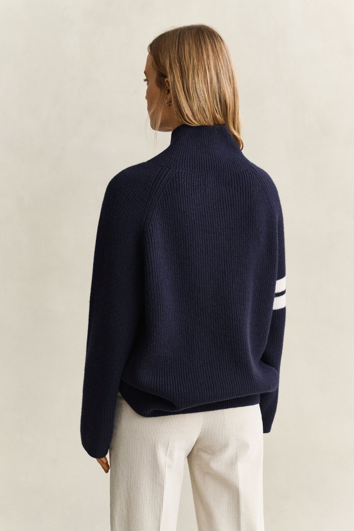 Navy Ribbed Wool Sweater