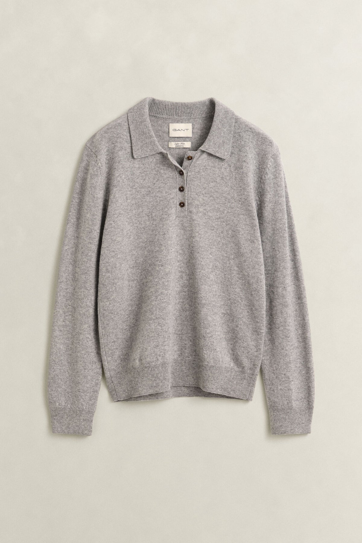 Grey Melange Lambswool Rugger Sweater