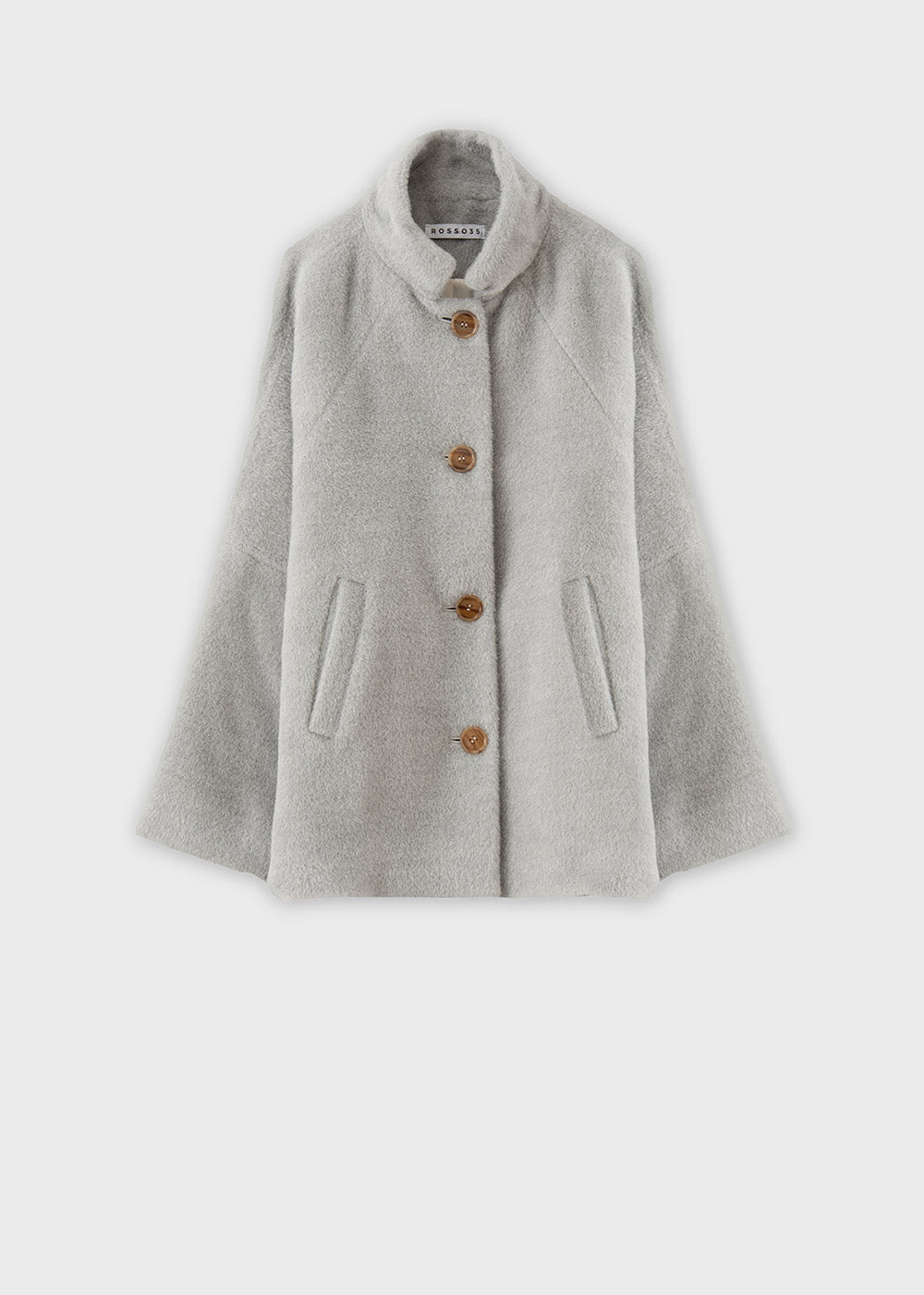 Silver Grey Button Fur Cropped Jacket