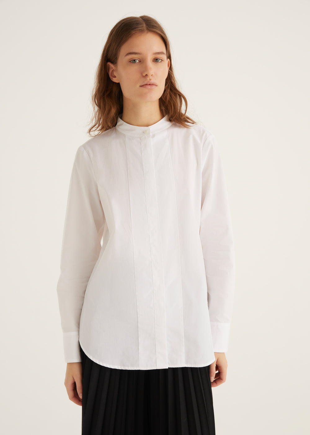 ROSSO35 White Collarless Shirt at LoLo Co Boutique LoLo Co Boutique