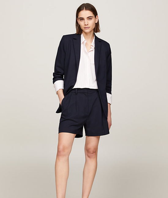 Navy Core Pleated Shorts