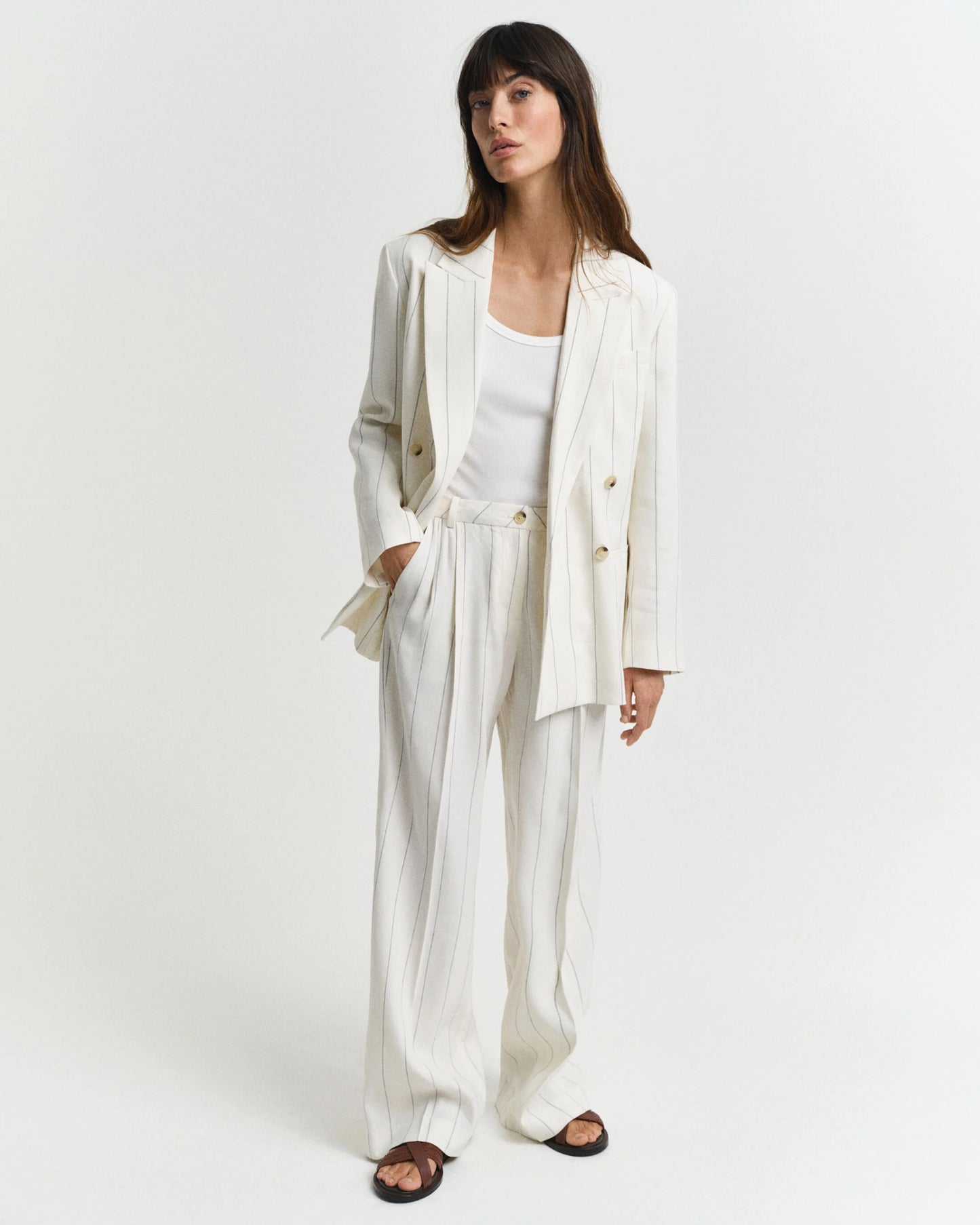 Pinstriped Linen Trousers
