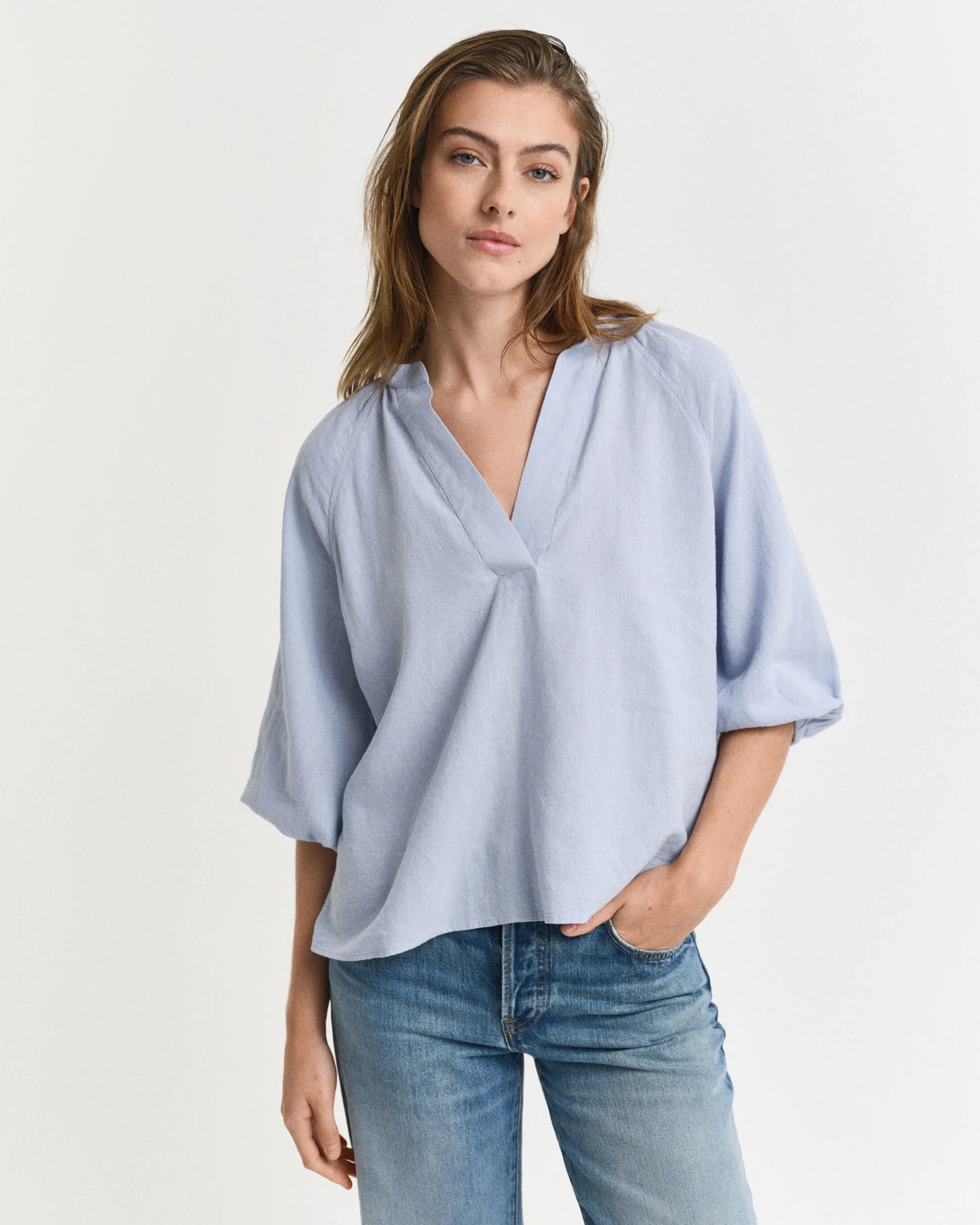 Linen Short Sleeve Blouse