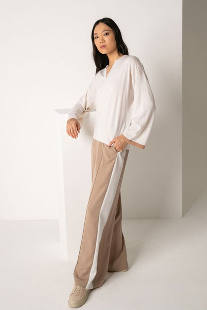 Beige Wide Leg Trouser