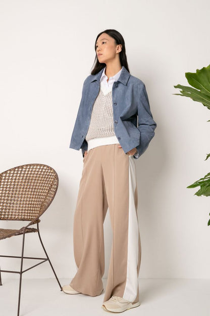 Beige Wide Leg Trouser
