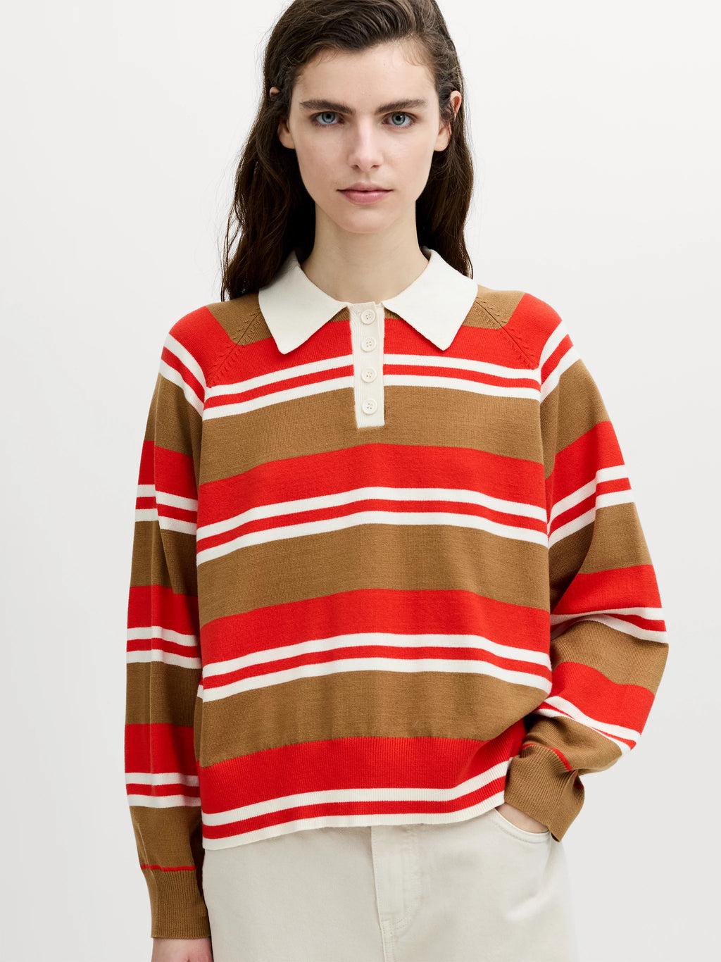 Yaz Multi-Colour Striped Polo Jumper