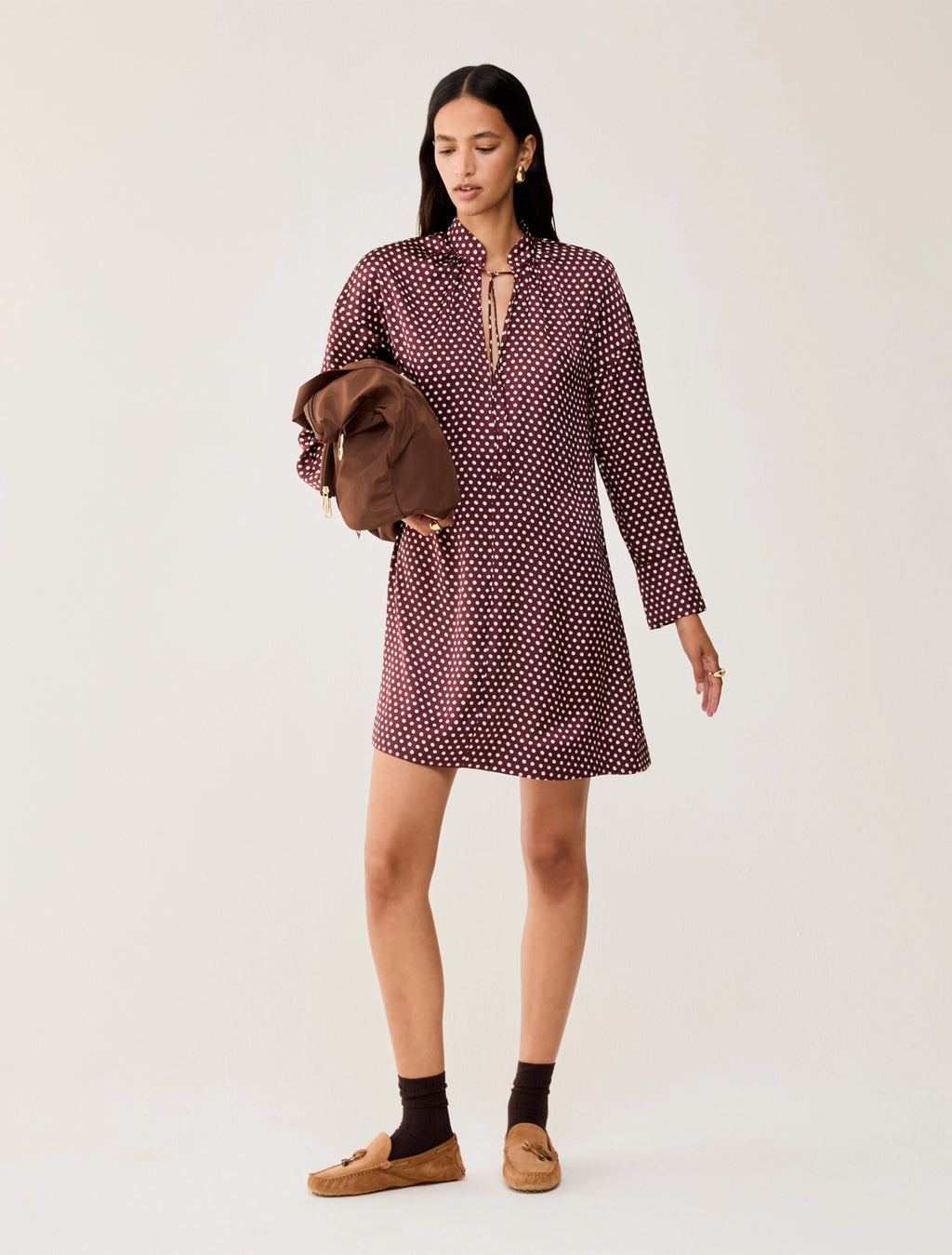 The Bordeaux Polka Dot Mini Dress