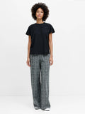 Wesley Grey Check Jersey Wide Leg Trousers