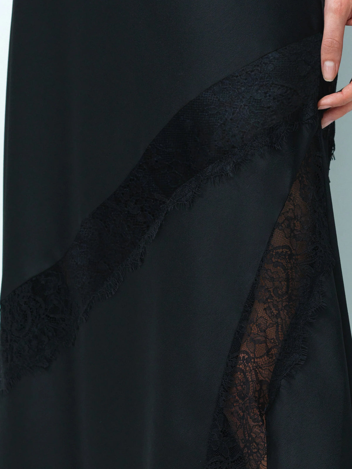 Dahlia Satin Lace Mix Midi Skirt
