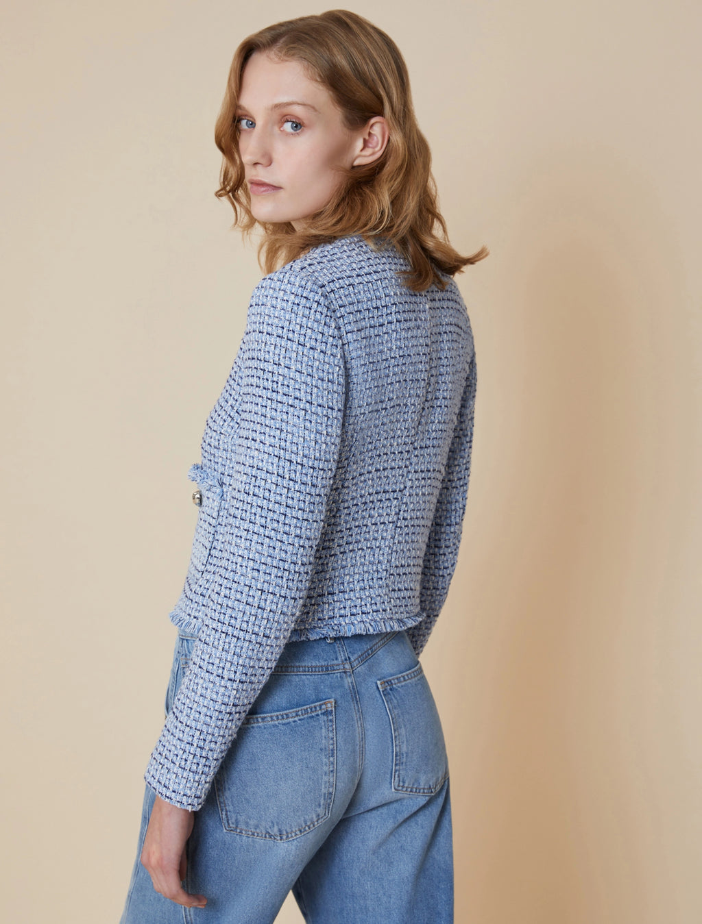 Basketweave Crew Neck Jacket