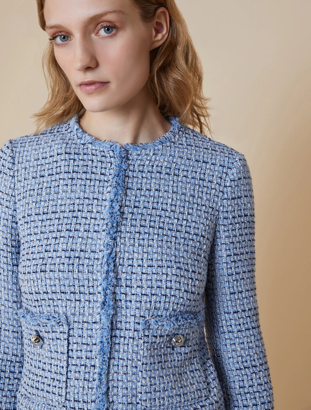 Basketweave Crew Neck Jacket