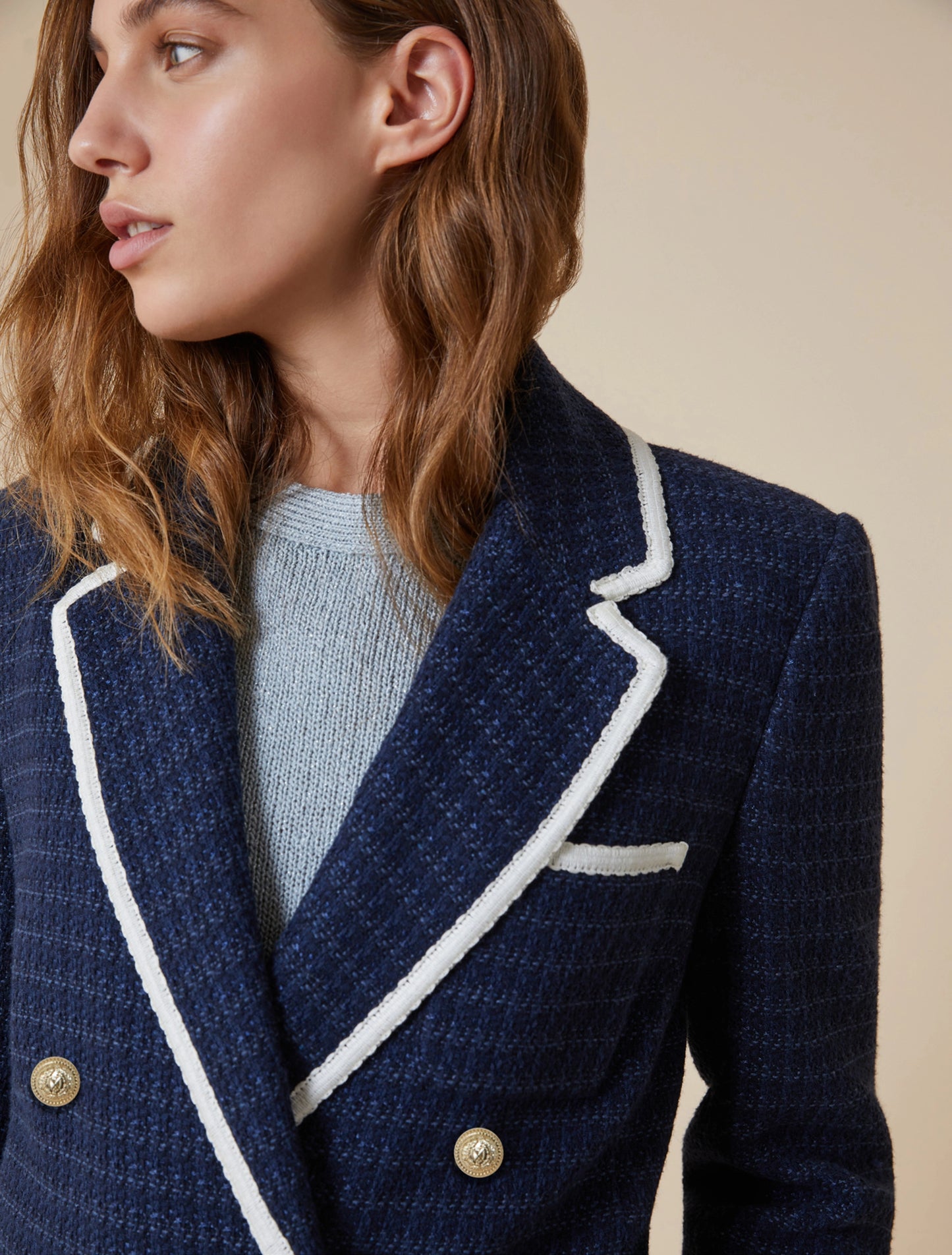 Basketweave Fabric Blazer