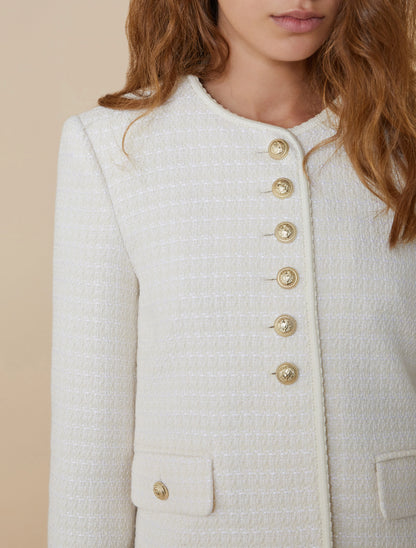 Basketweave Fabric Boxy Jacket