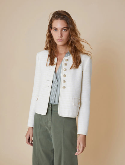 Basketweave Fabric Boxy Jacket