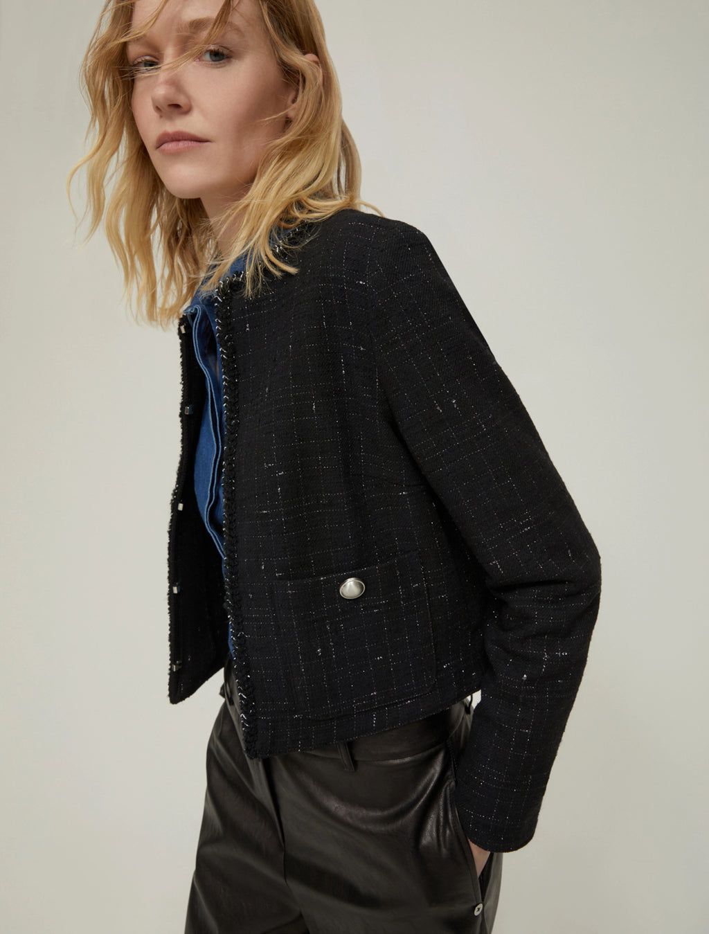 Basketweave Black Shimmer Chanel Jacket