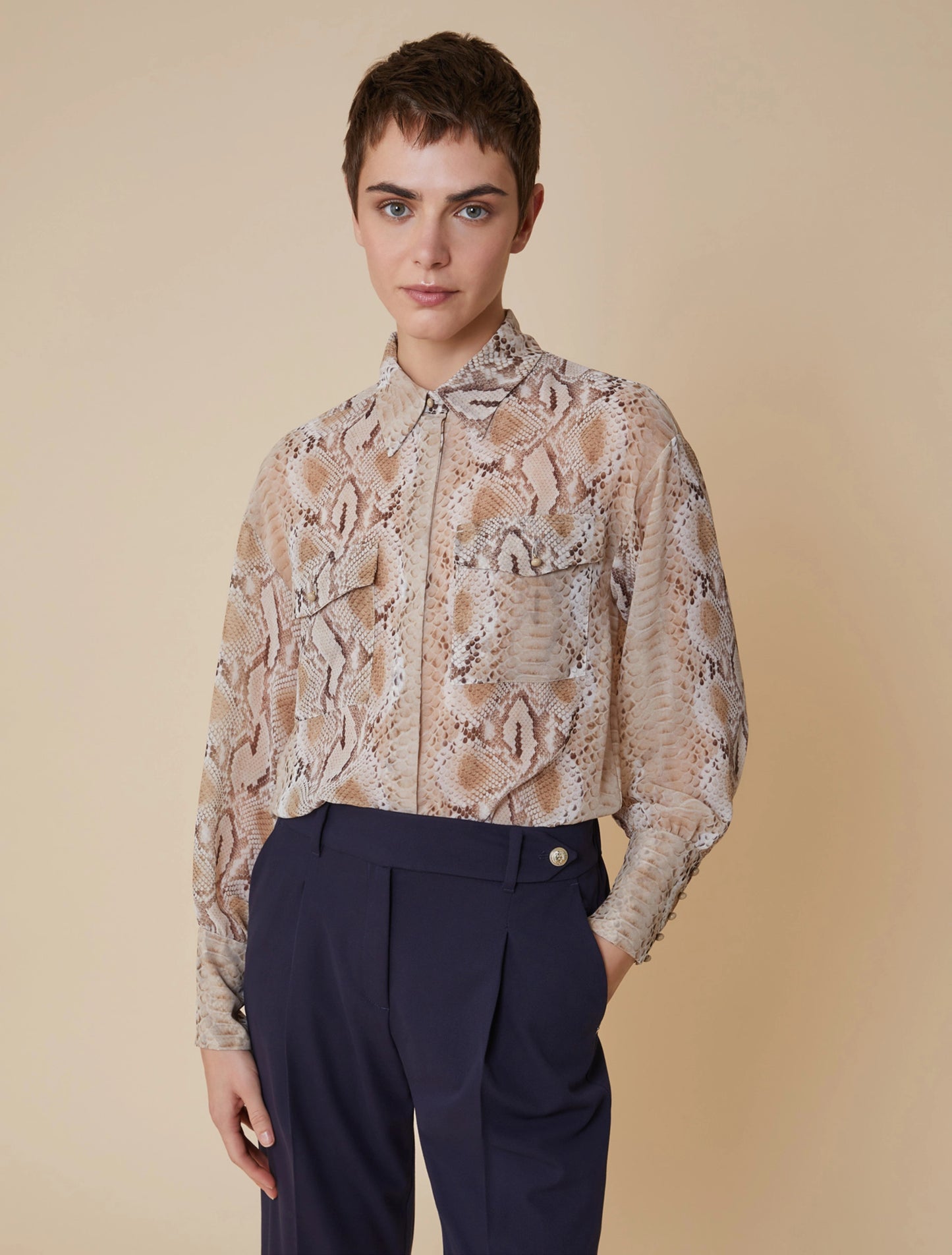 Animal Print Georgette Shirt