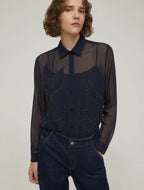 The Embroidered Sheer Shirt Blouse