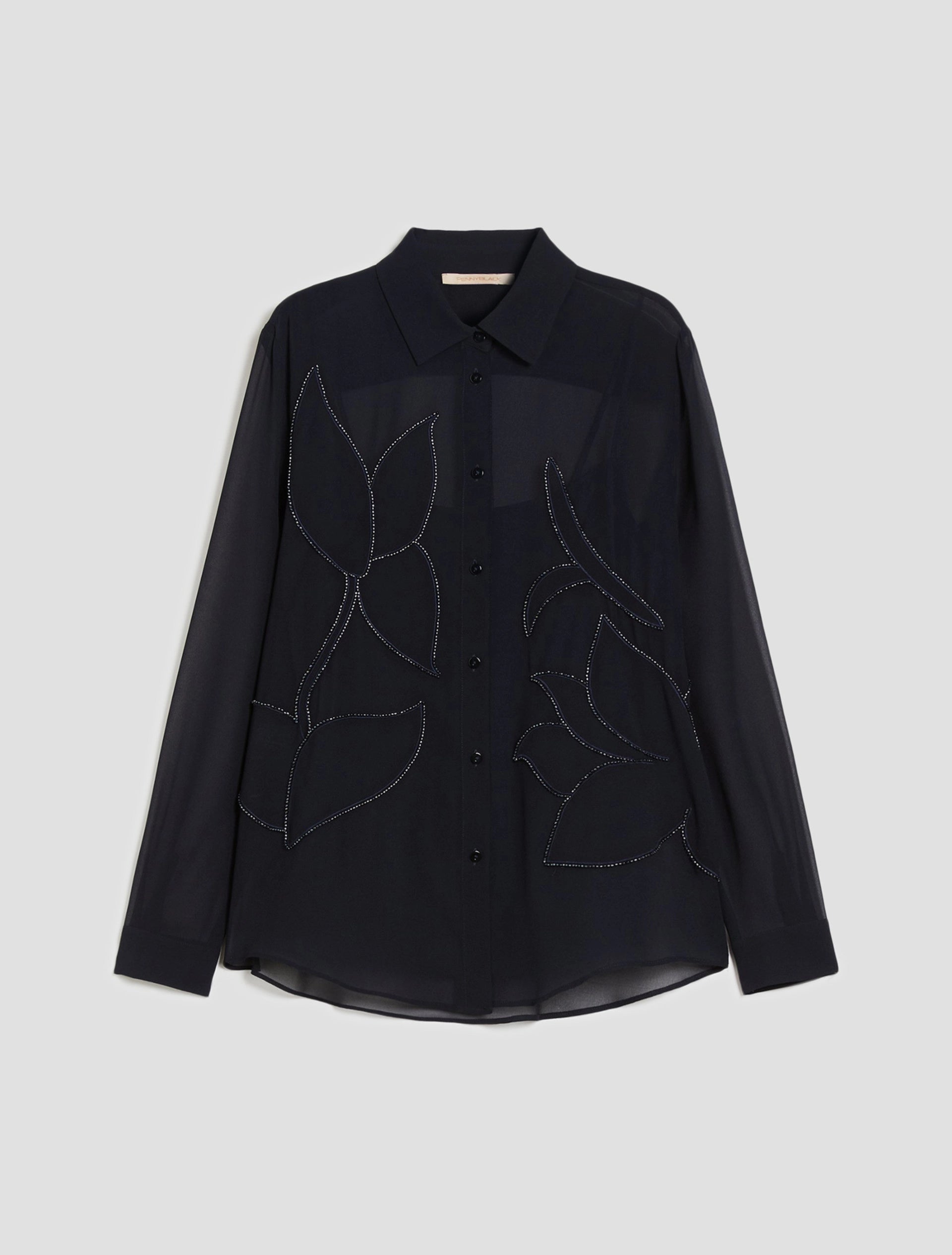 The Embroidered Sheer Shirt Blouse