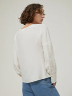 Crepe Ivory Pleated Sleeve Blouse