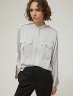 Stripe-Textured Satin Shirt