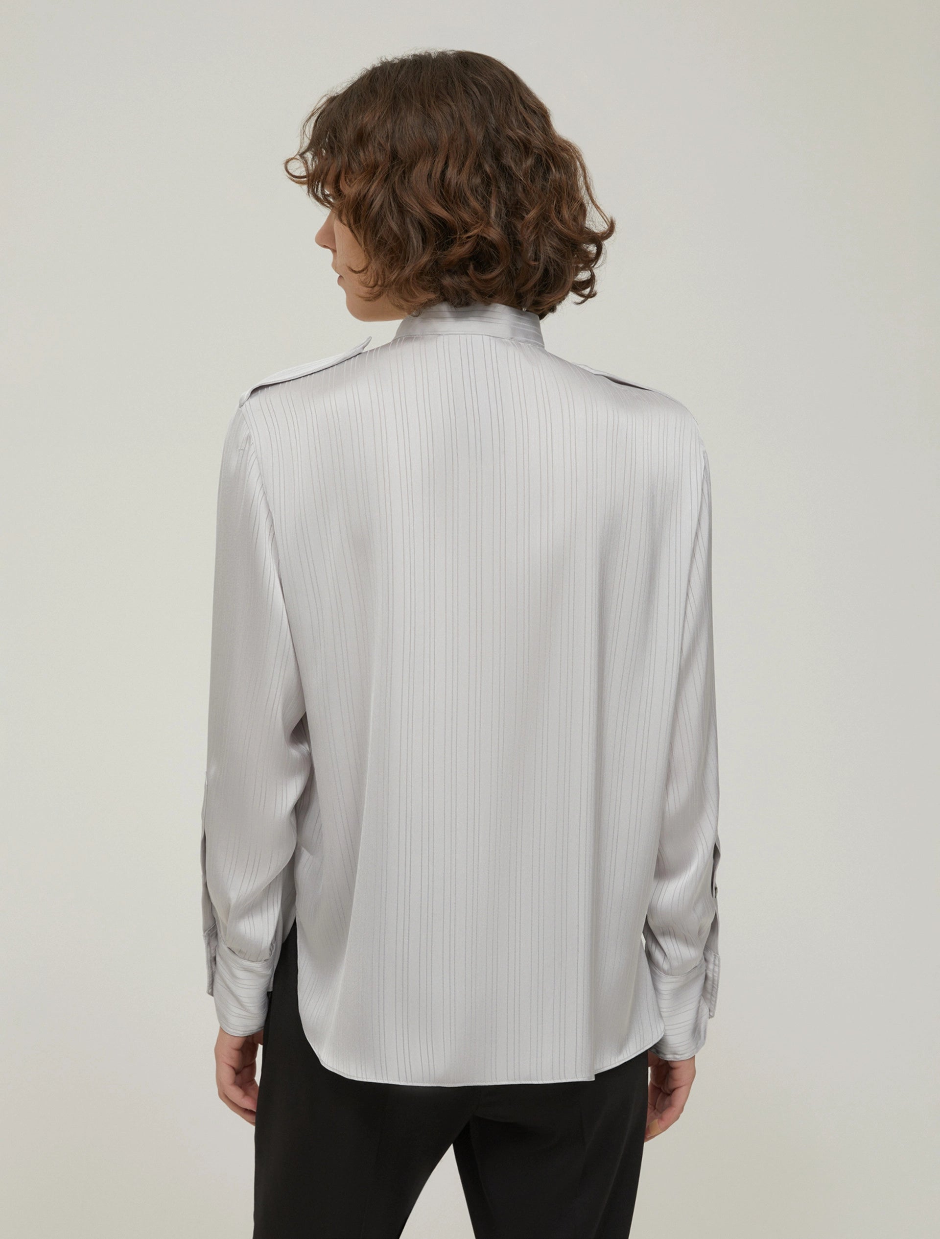 Stripe-Textured Satin Shirt