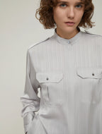 Stripe-Textured Satin Shirt