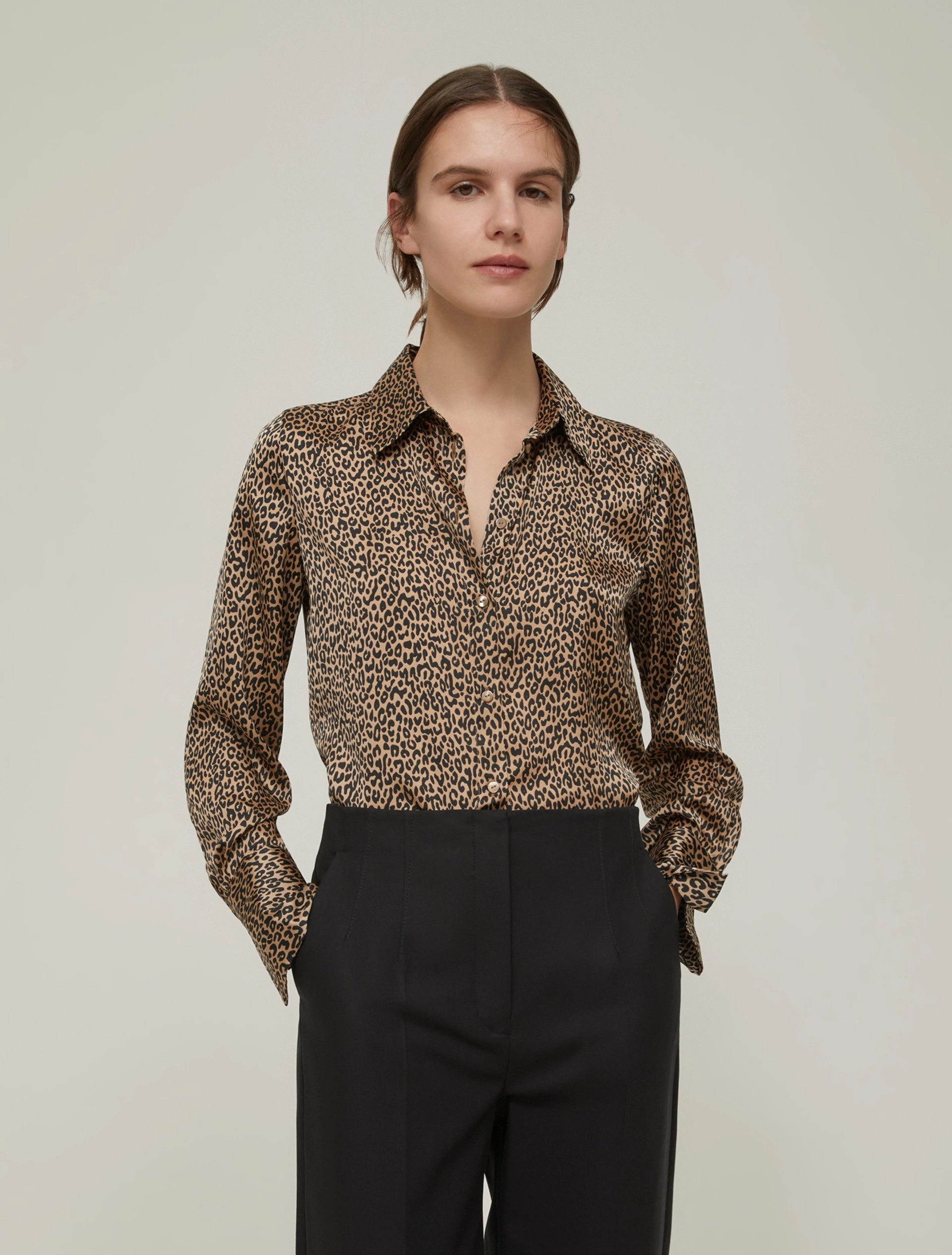 Leopard Print Satin Shirt