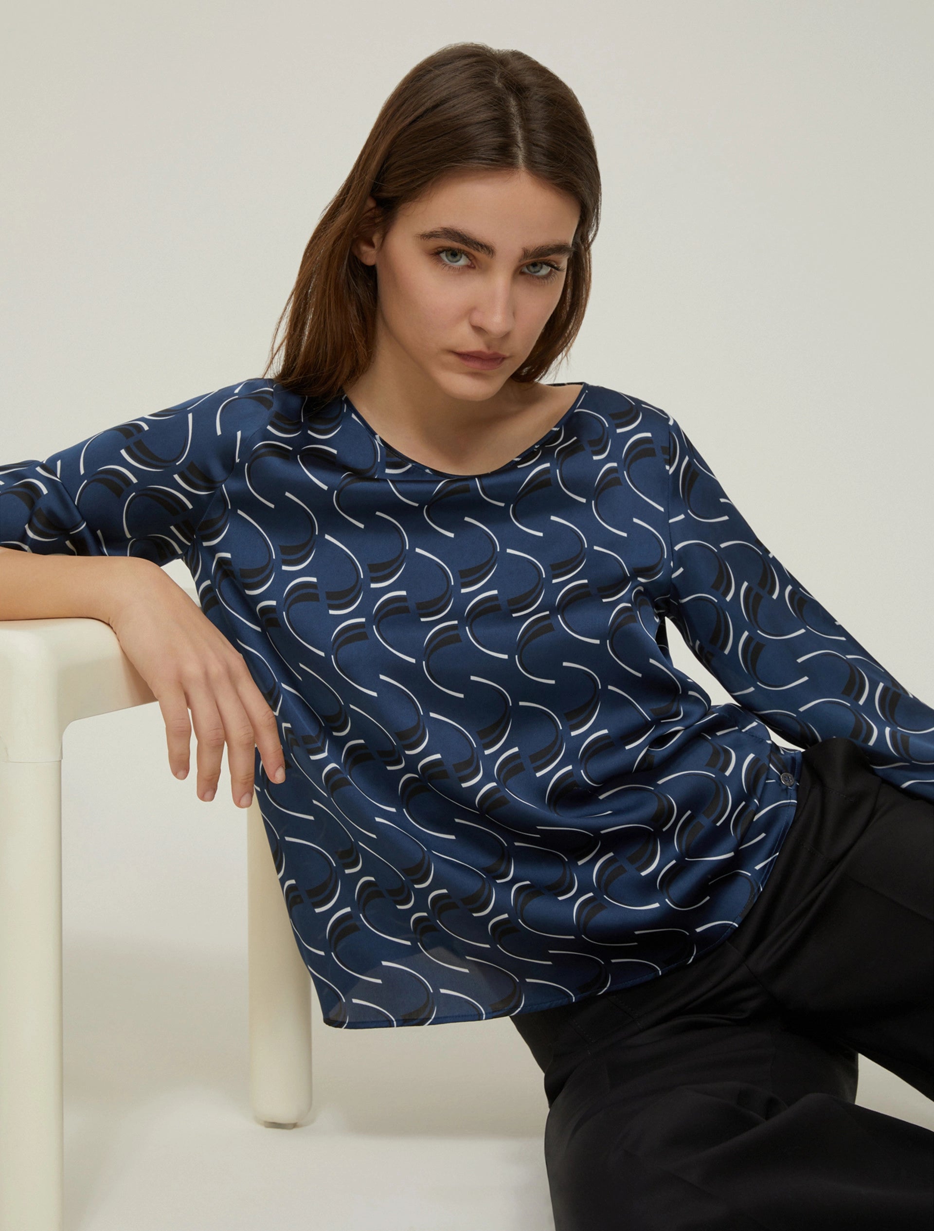 Pattern Blue Swirl Blouse