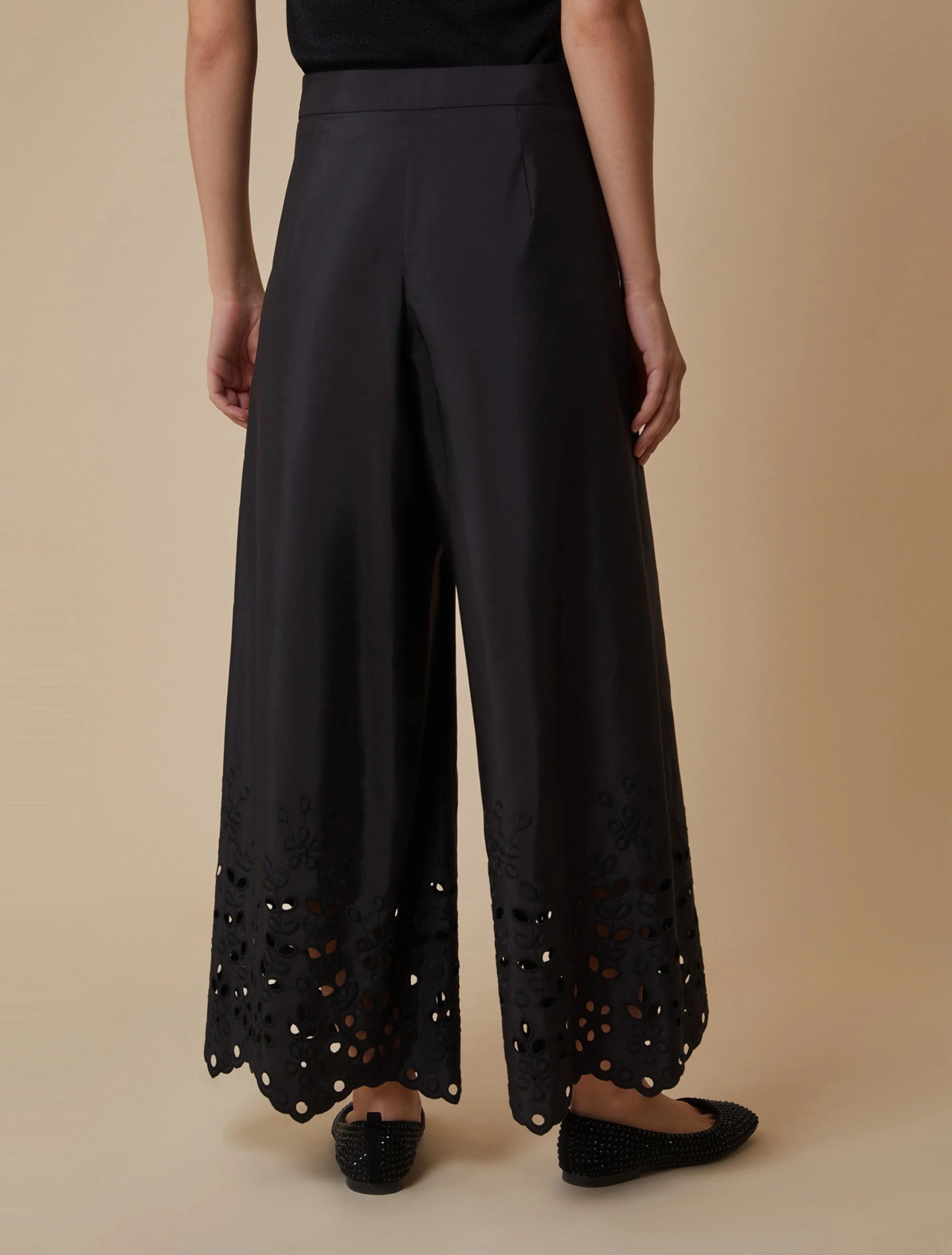 Embroidered Taffeta Trousers