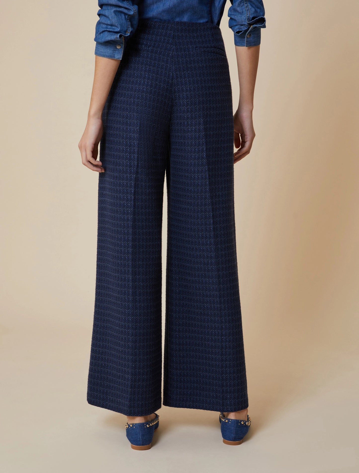 Basketweave Fabric Trousers