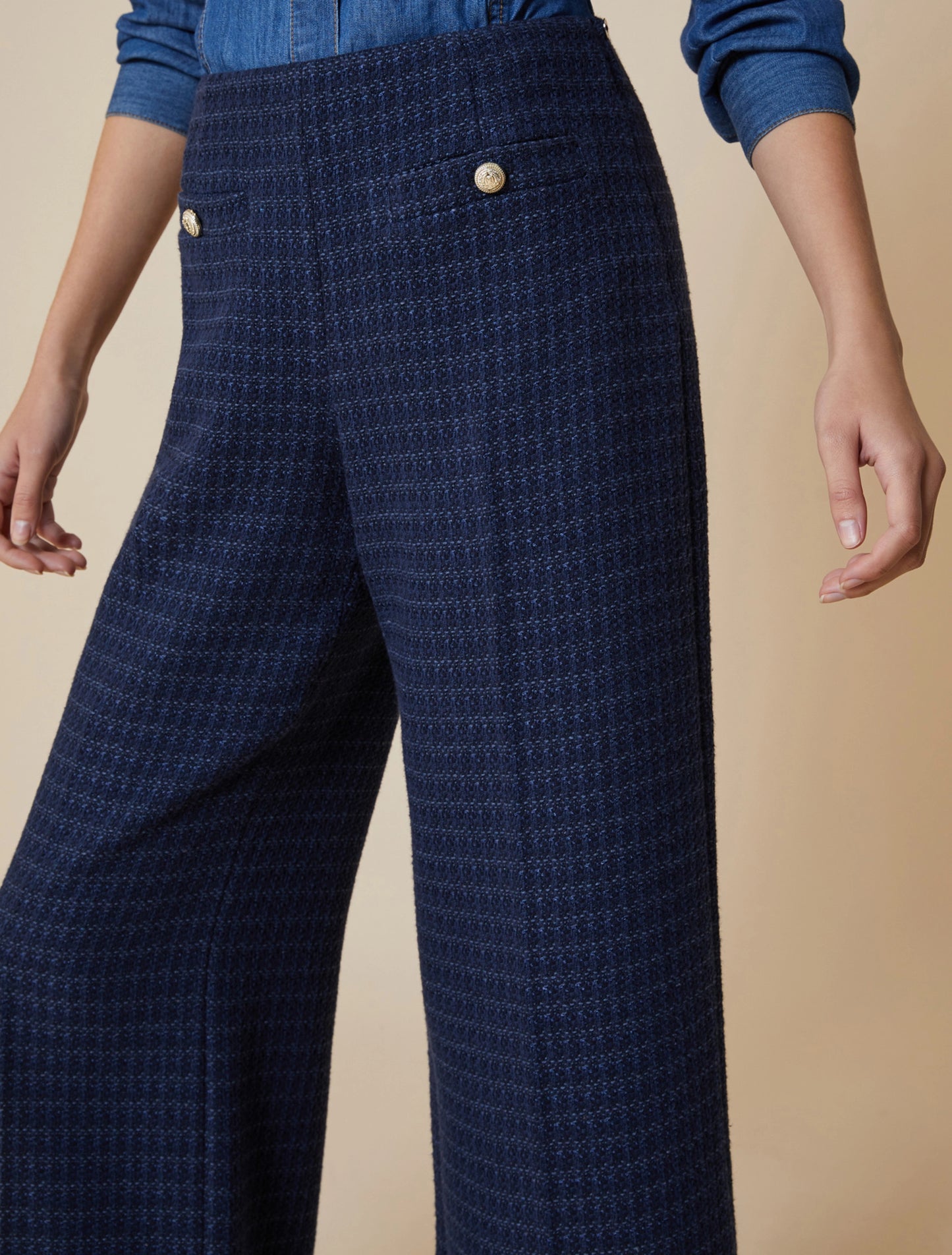 Basketweave Fabric Trousers