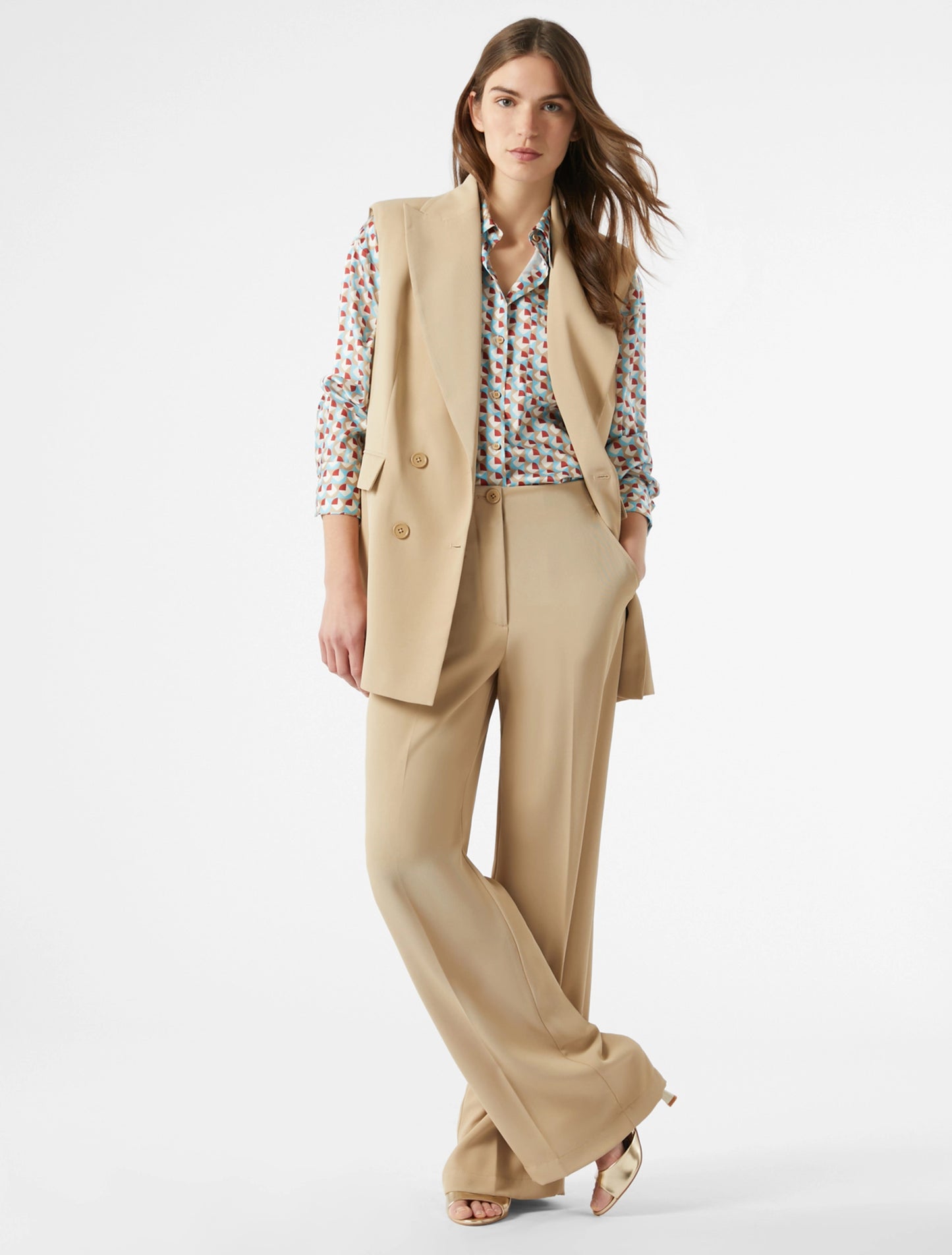 Wide Leg Fluid Twill Trousers