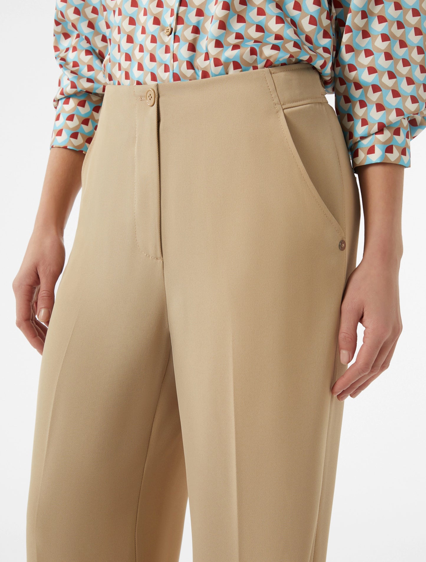 Wide Leg Fluid Twill Trousers