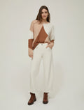 Barrel Leg Ivory Soft Trousers