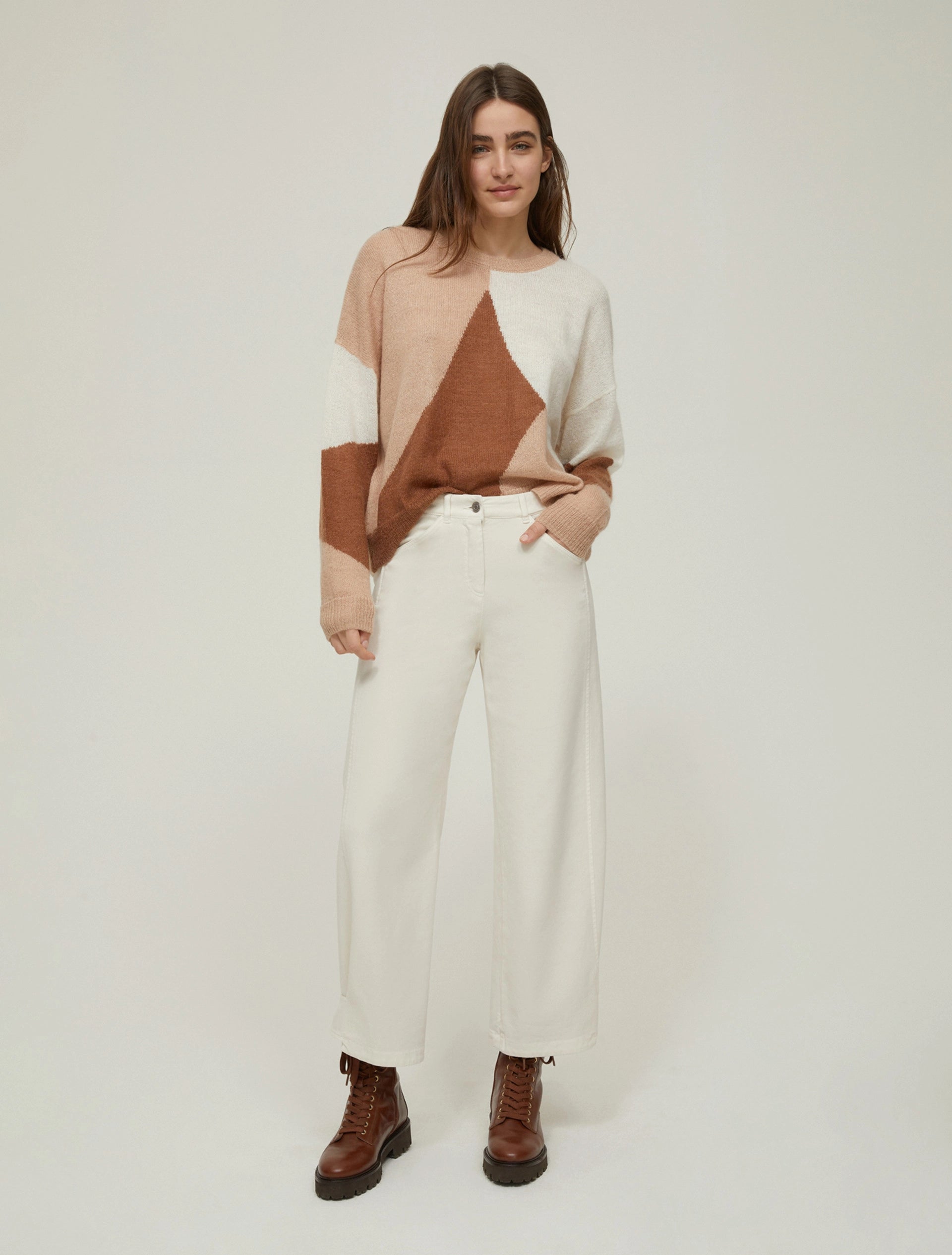 Barrel Leg Ivory Soft Trousers