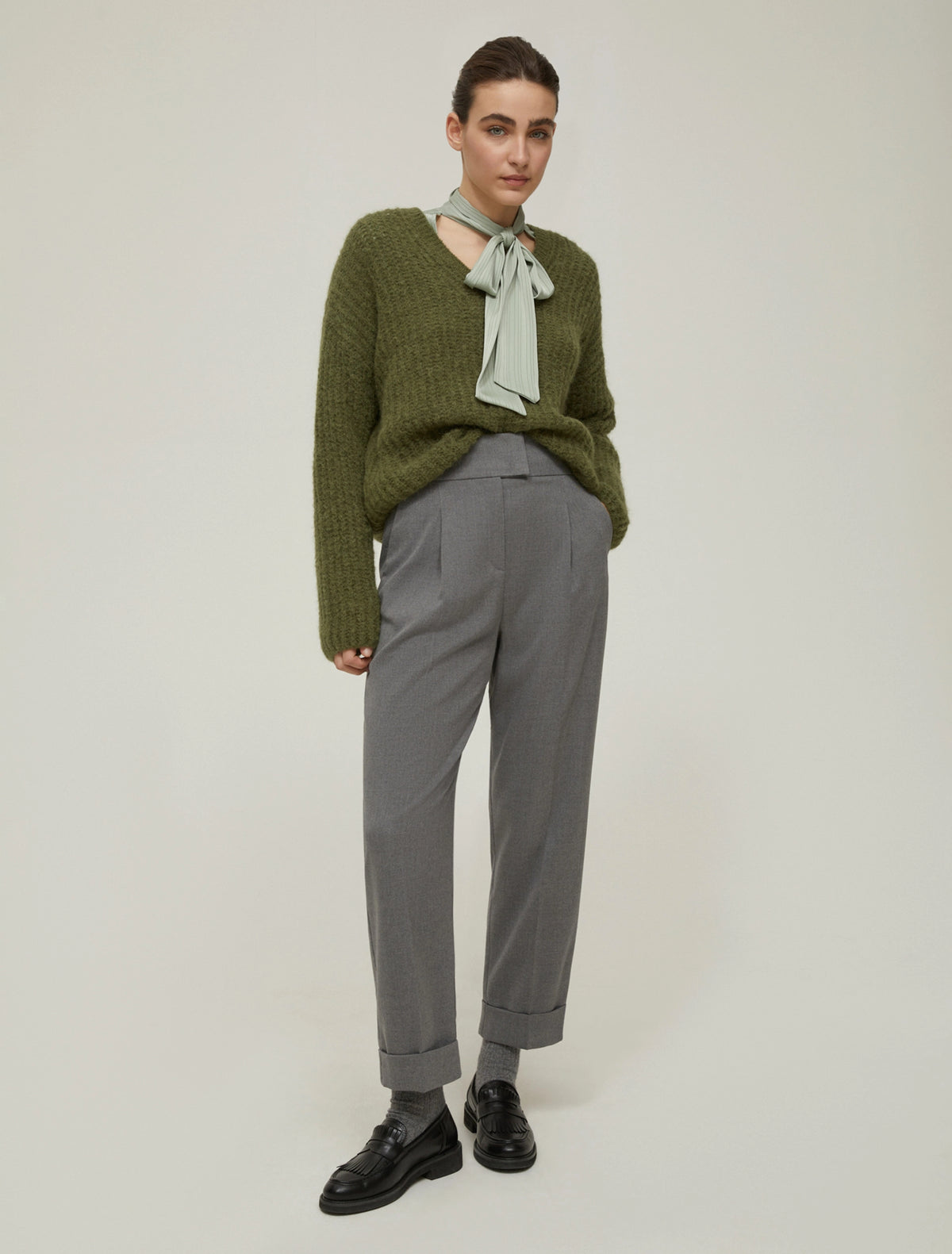 The Barrel Fit Grey Trousers